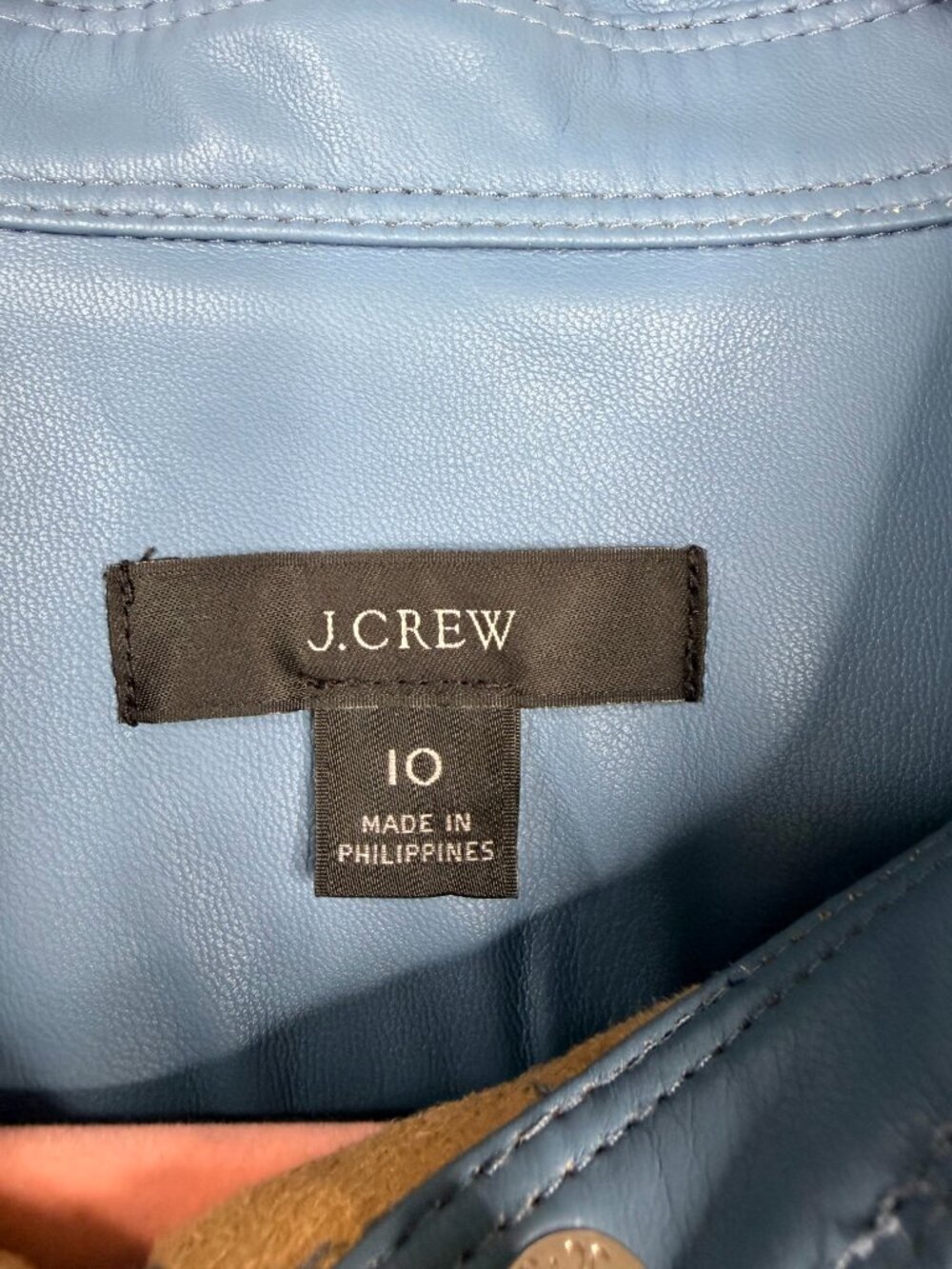 J. Crew Slim-fit Short-Sleeve Faux-Leather Shirt Midnight Navy 10 #A3108 - Picture 6 of 9